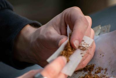 rolling cigarette